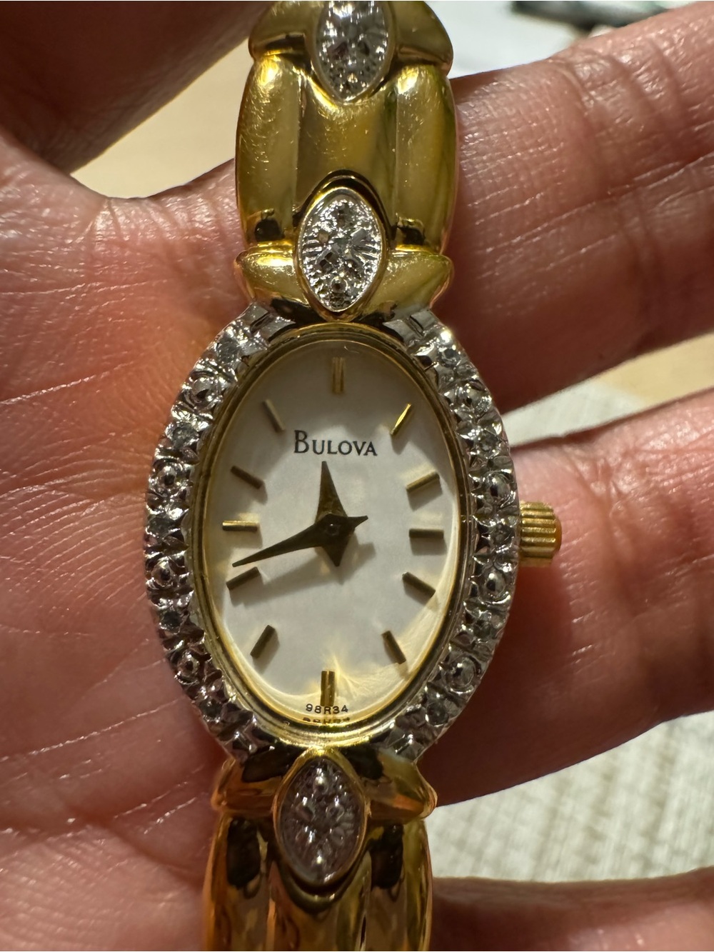 Bulova Women's Gold and White Diamond-Accent Bracelet Watch - Picture 5 of 10